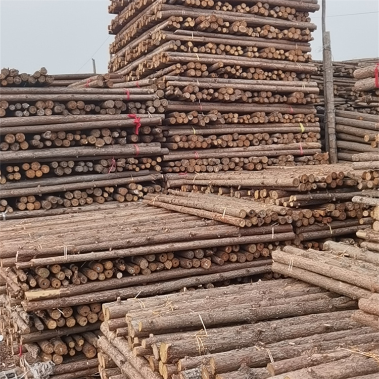 Hongyuan Building Materials sells 1-8 meter cedar poles online throughout the day, used for support and greening of bean pod greenhouses