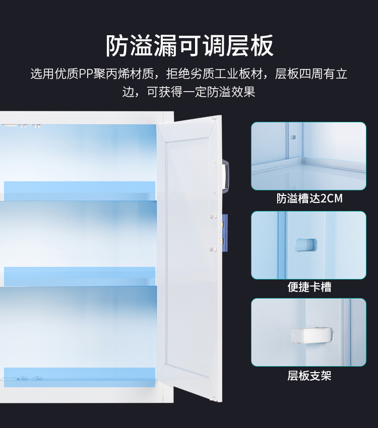 PP acid-base cabinet, laboratory chemical safety cabinet, corrosion-resistant, strong acid and alkali resistant, PP double locked reagent storage cabinet