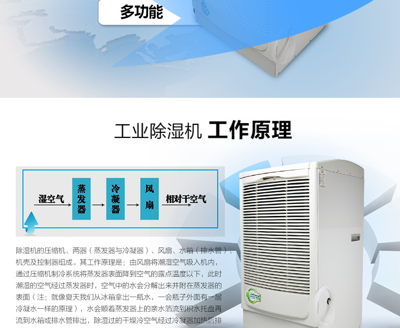 Industrial dehumidifier high-power 150-liter swimming pool factory warehouse basement workshop dehumidifier source manufacturer