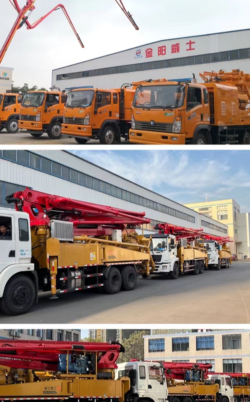 Weishi concrete mixing pump truck with a single bridge of 33 meters uses self mixing and transportation in narrow rural areas