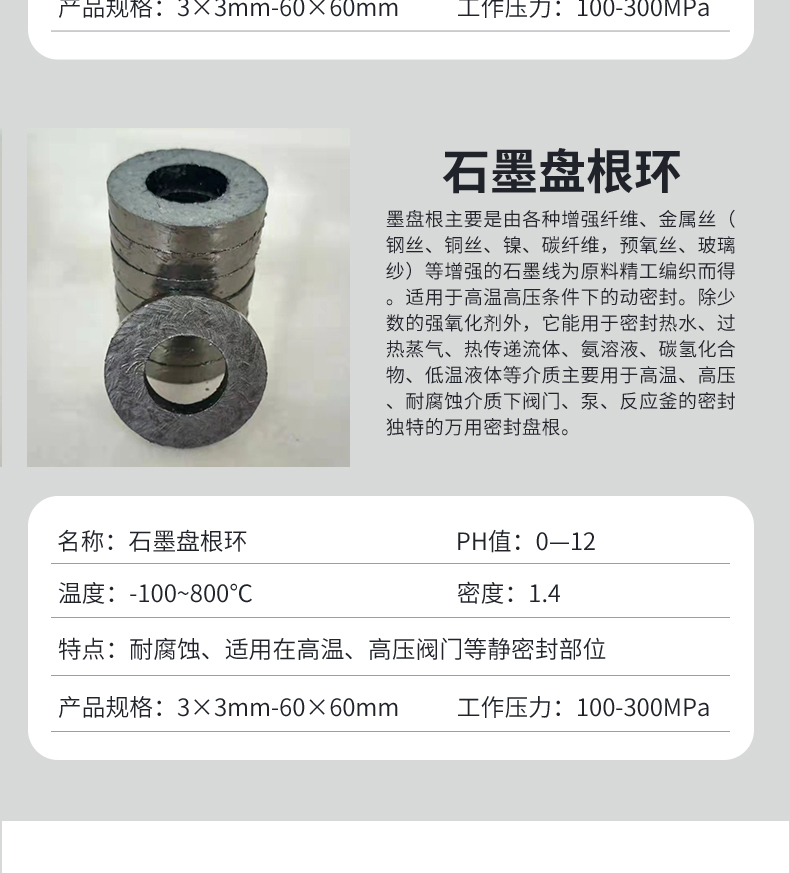 Spot graphite packing, oil immersed asbestos packing, carbon packing, aramid packing, various materials packing rings