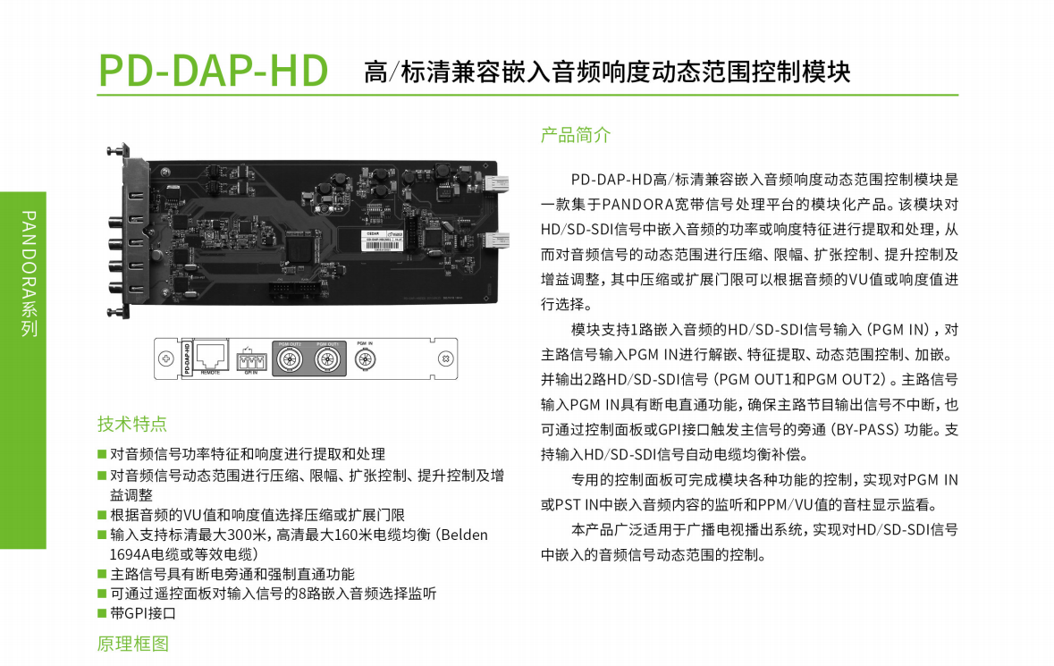 GigaTec Jiecheng Audio Processor PD-DAP-HD Board SDI Loudness Controller Compression Gain Module