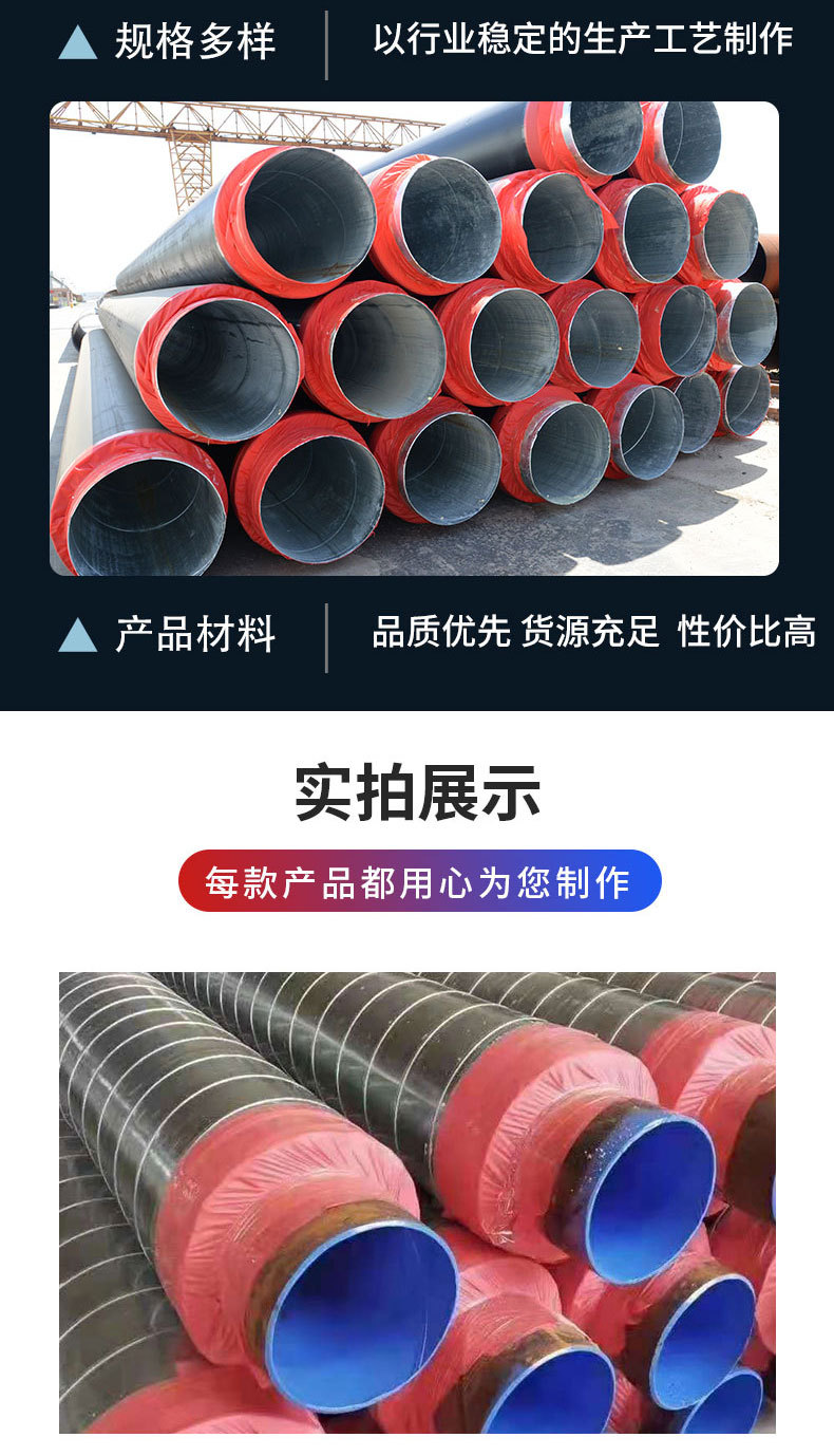 Complete prefabricated and directly buried types of hard polyurethane foam insulation pipes for Meihao pipeline