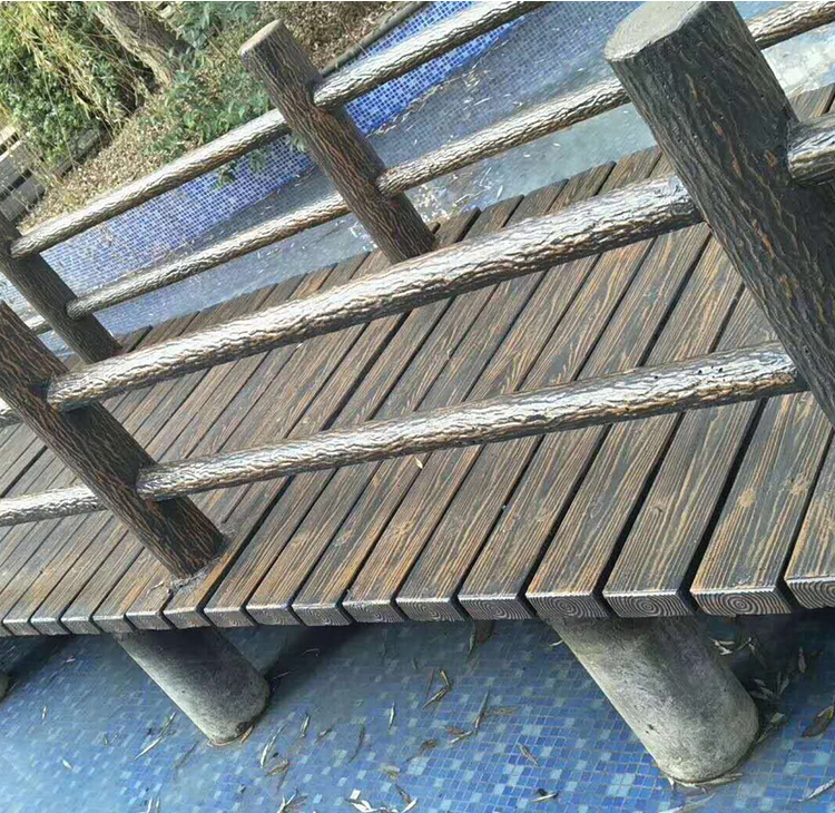 Prefabricated floor installation, cement imitation wood guardrail, imitation tree bark guardrail, river landscape concrete GRC