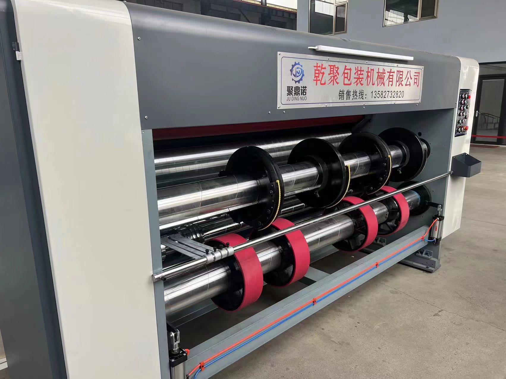 Supply of leading edge three color four gang die-cutting and slotting printing machine for cardboard box machinery, dry polymer cardboard box packaging machinery