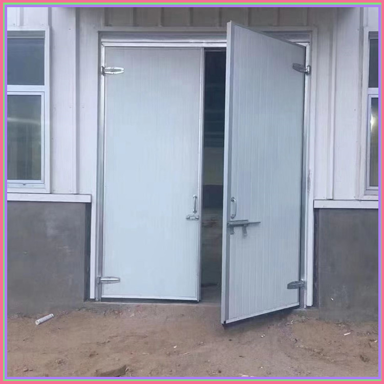 Color coating process for factory doors in large swing door workshops Polyurethane filled rock wool insulation