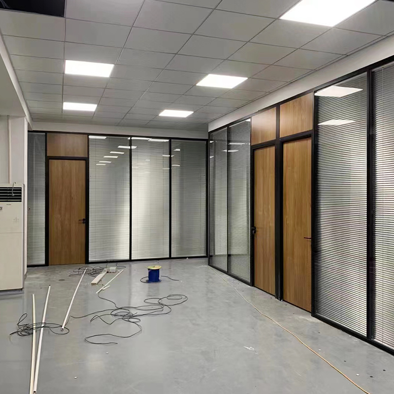 Office glass partition wall, aluminum alloy tempered glass, hollow shutter, indoor fire prevention live broadcast room, factory compartment