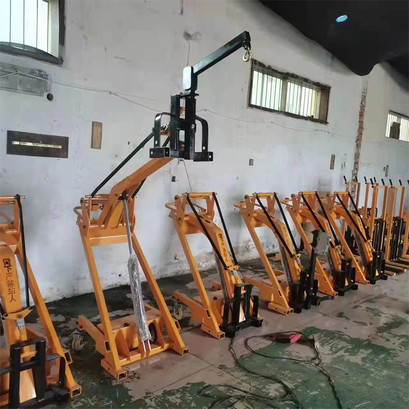 Curved arm portable loading and unloading truck, small electric hydraulic handling truck, electric forklift, hand push mobile lifting truck