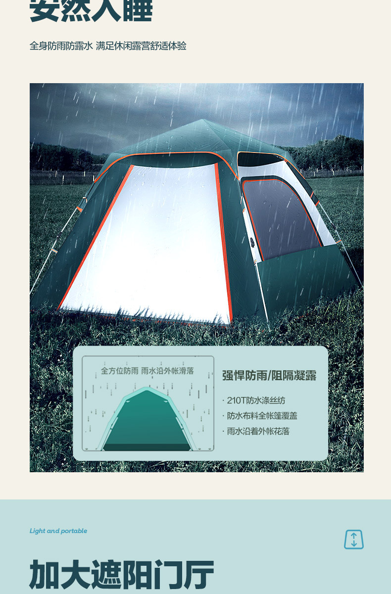 Tent Customization Outdoor Camping Portable Foldable Tent Automatic Sunscreen Outdoor Home Full Set of Camping Equipment