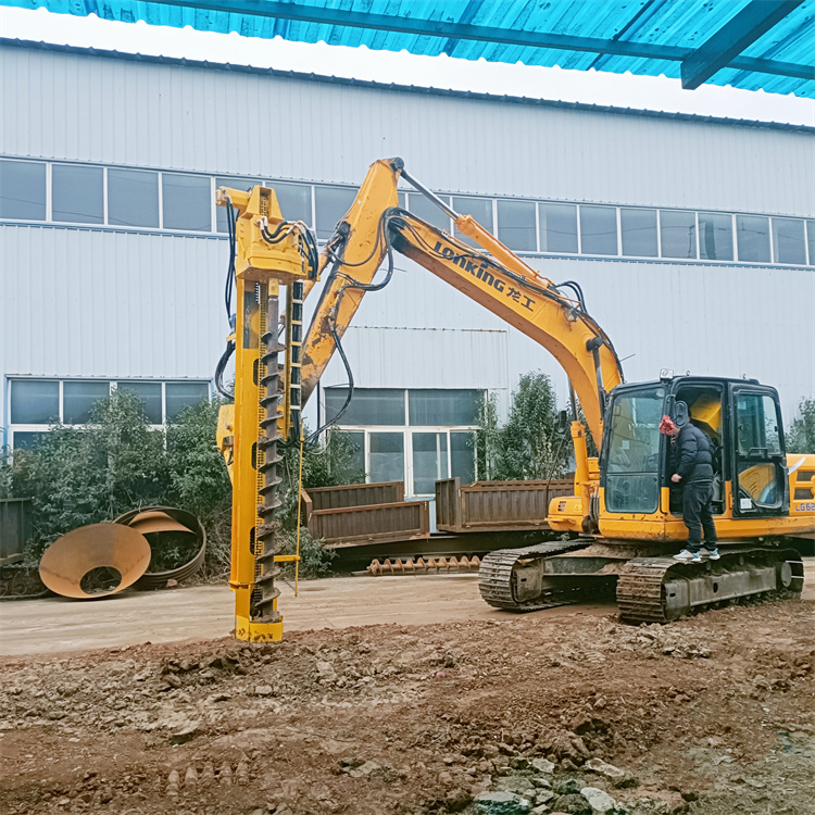 Replacing Crawler Excavator with Impact Drilling Machine for Anchor Hole Guide and Light Volt Ground Foundation Rotary Pile Driver for Excavation and Replacing with Drilling Machine