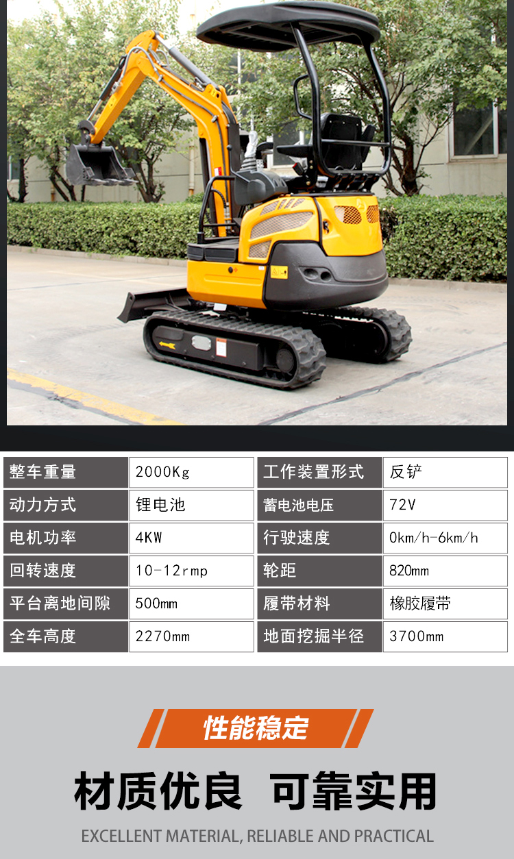 Multifunctional GN15 excavator, rubber track excavator for agricultural orchards, Guoneng