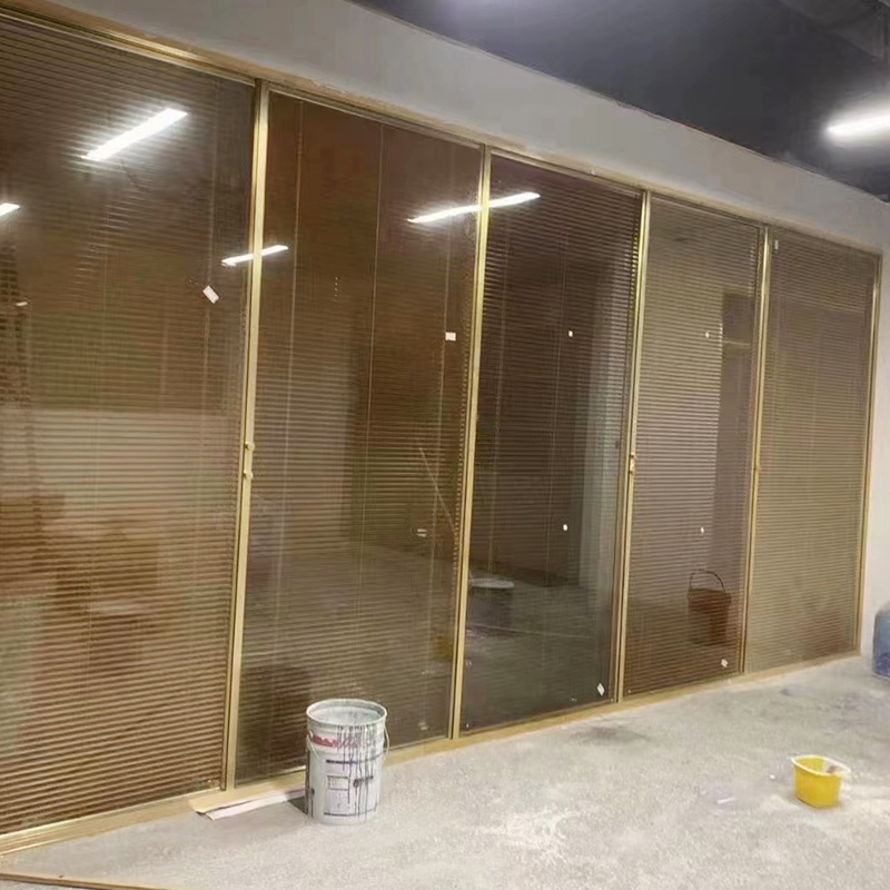 Customized office glass partition, double glass hollow louver, tempered glass partition wall, sound insulation, aluminum alloy high partition