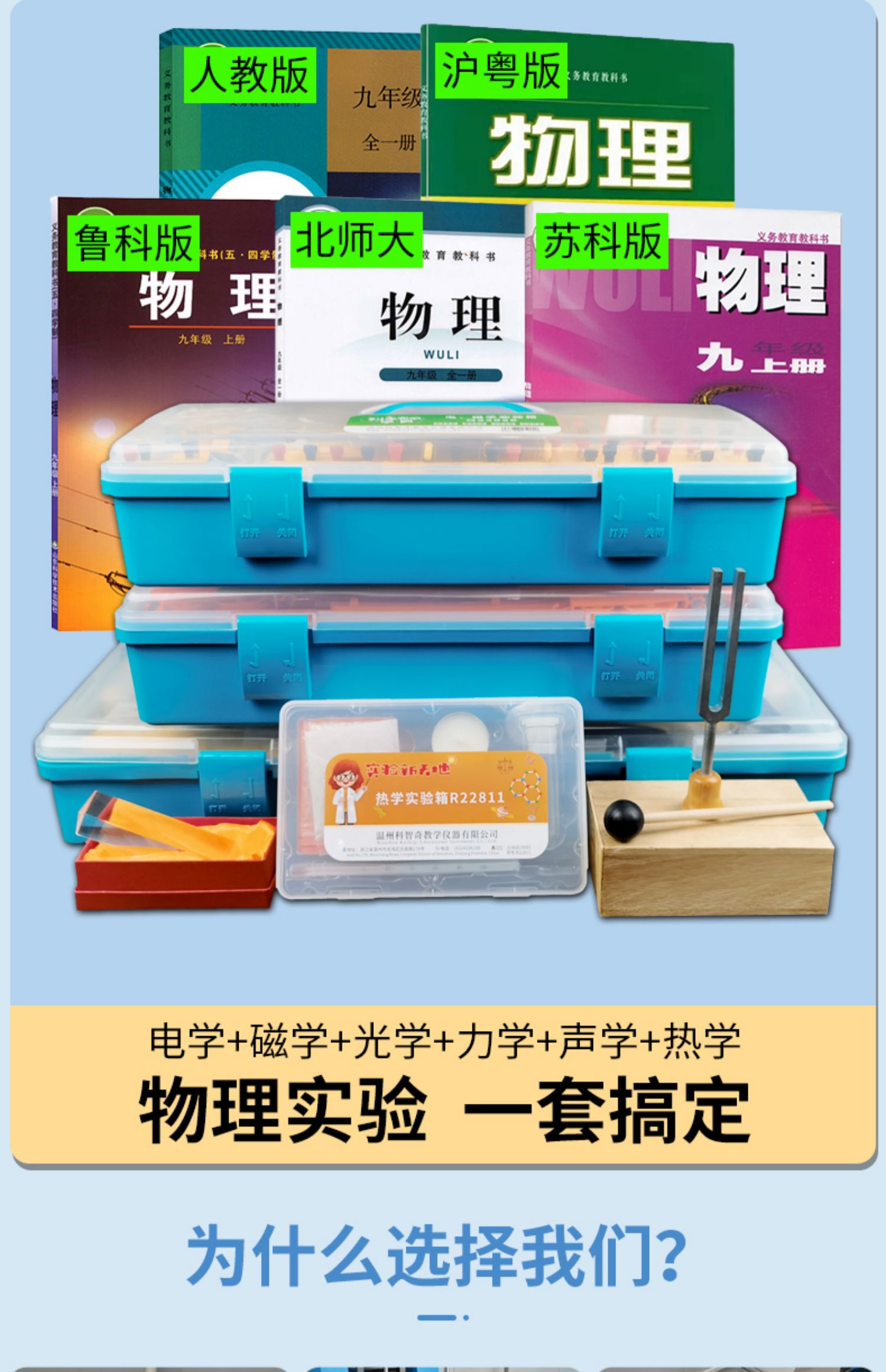 Xuefan Junior High School Physics Experiment Equipment Middle School Students Electromagnetism Electrical Experiment Box Mechanical Optics Circuit Package People's Education Press Grade 2, Grade 3, Grade 8, Grade Ninth grade Science Water Lens Resistance Box