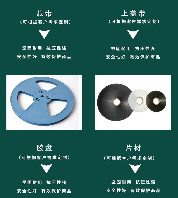 Self adhesive anti-static upper cover with upper sealing film, heat sealing upper cover with pet carrier tape, transparent upper cover with film covering