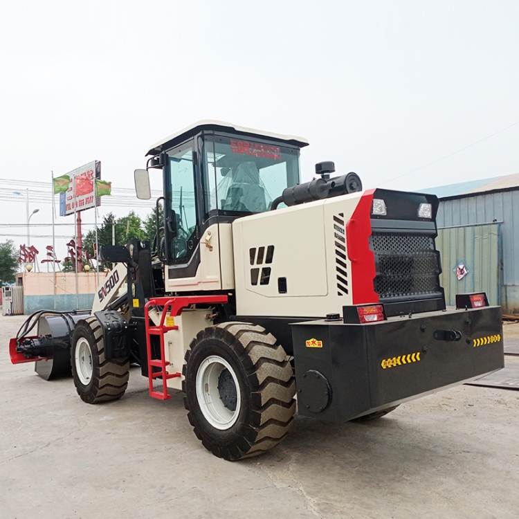 Dual motor mixing bucket loader forklift with mixer arm extension small self feeding mixer