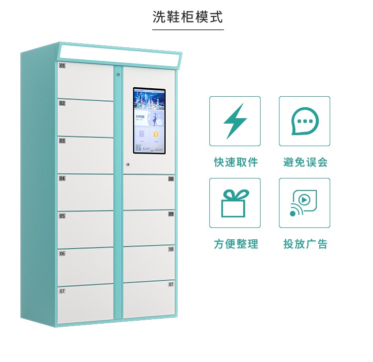 Intelligent shared shoe washing cabinet, sending and receiving shoe cabinet, laundry cabinet, dry cleaning shop, self-service online clothing cleaning community, storage and retrieval cabinet