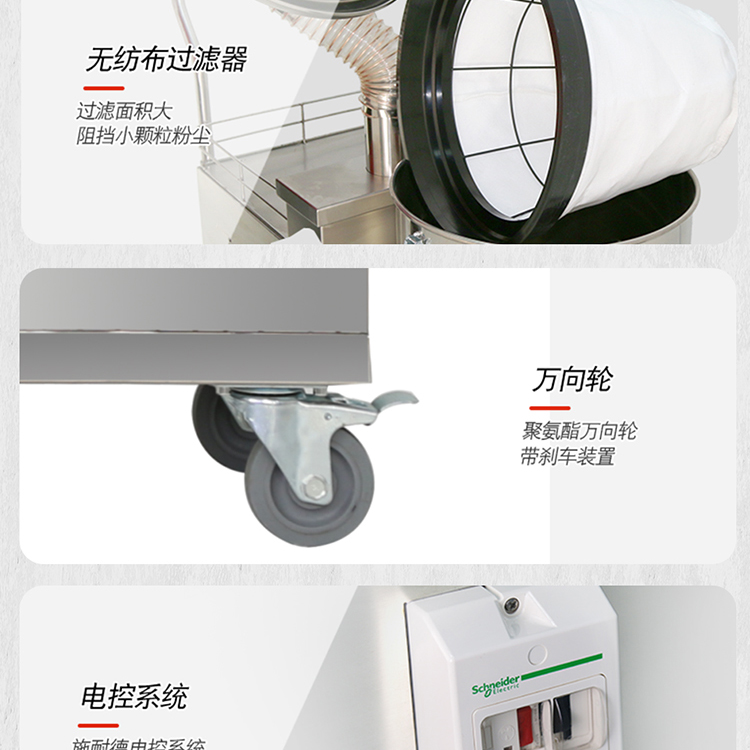 Jie Le Mei GS-2280 pure industrial vacuum cleaner workshop dust iron filings dust collector dry and wet dual use 80L