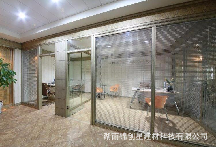 Office glass partition wall, double glass louver partition, hotel office glass partition, fireproof partition