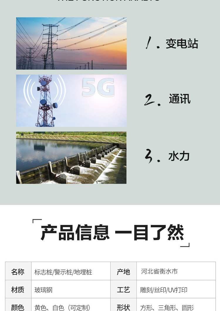 There are cables under Hongyue fiberglass, and excavation of warning piles is strictly prohibited. Gas pipeline sign piles are laser engraved and buried piles are prohibited