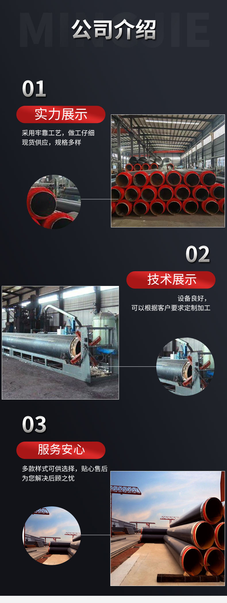 Mingjie pipeline polyurethane foam insulation directly buried pipe customized pipe foam rock wool Glass wool anti-corrosion coating