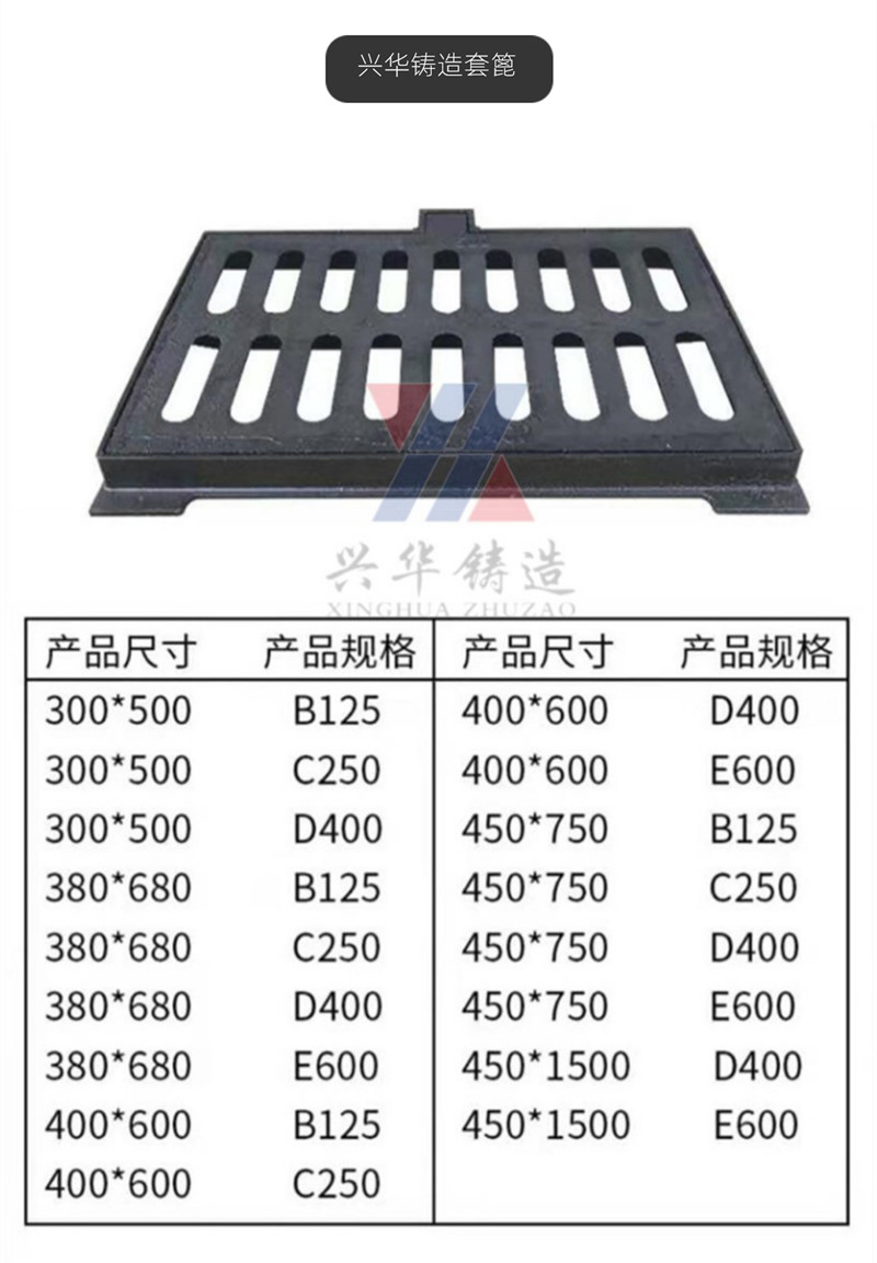 Spheroidal graphite cast iron rainwater grate light cover plate pedestrian crossing vehicle drainage ditch casting grate grating plate well grate factory