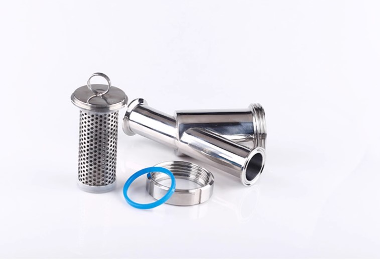 Stainless steel sanitary grade quick installation Y-shaped filter, clamp type chuck quick opening inclined pipe filtration, customized