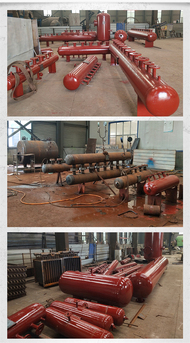 Carbon steel boiler cylinder central air conditioning room water collector and distributor support customization