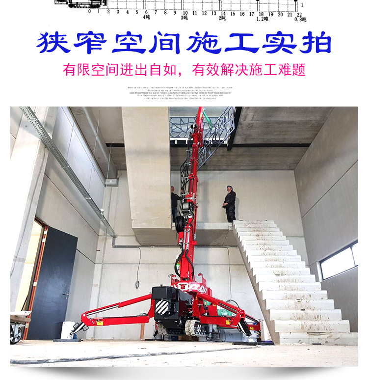 5 ton crawler spider crane can enter the elevator, hydraulic walking, remote control operation, sensitive and accurate operation, and customized operation