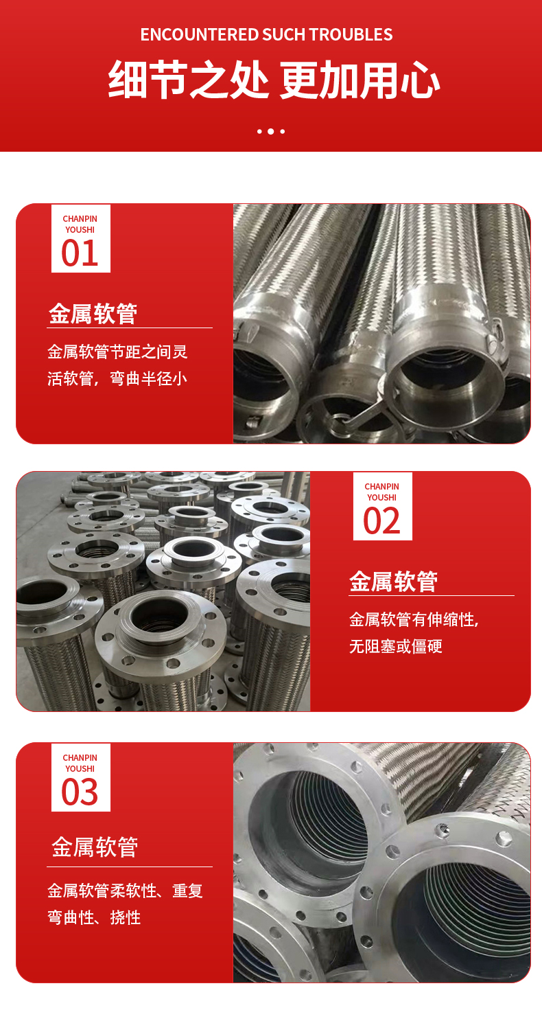 Nut thread metal hose, high-temperature and high-pressure resistant woven quick connector, 304 stainless steel corrugated pipe