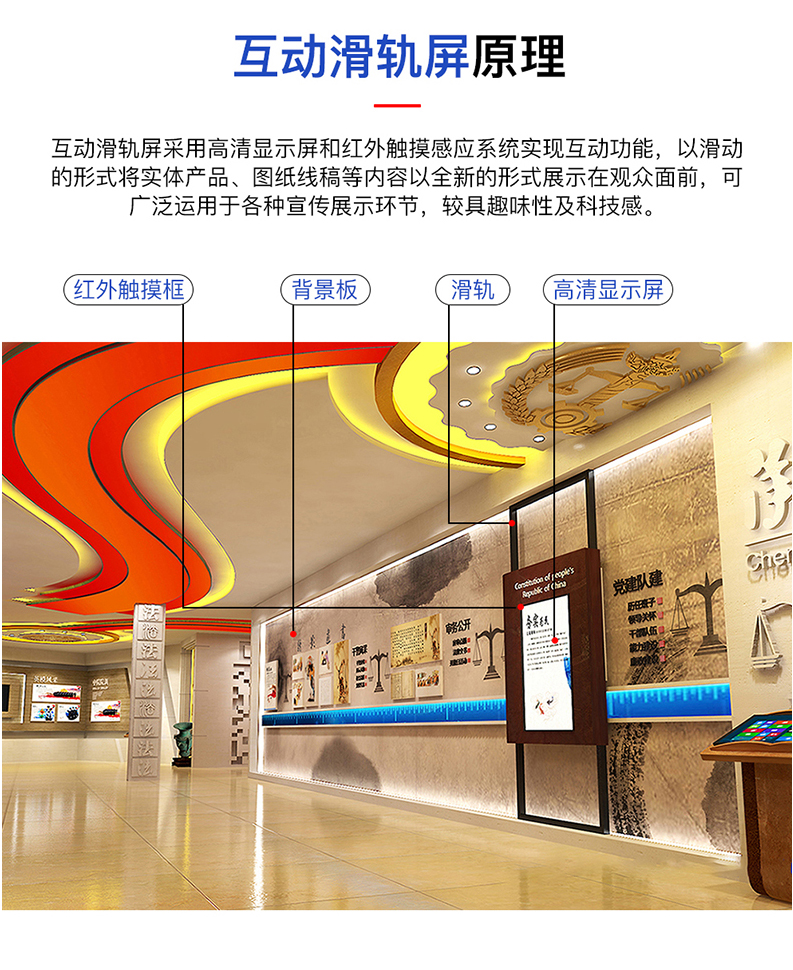 65 inch intelligent slide rail screen, straight arc screen, opening and closing screen, multi screen linkage slide rail splicing screen, digital exhibition hall