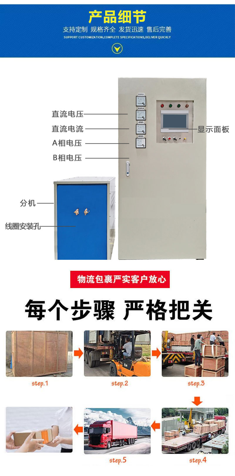 Super non-contact rod heat permeable metal melting energy-saving medium frequency induction heating power supply