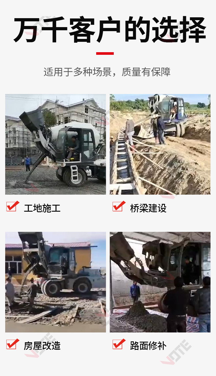 Self feeding Concrete mixer, full-automatic concrete tank truck, mobile pump truck, integrated small cement mixer