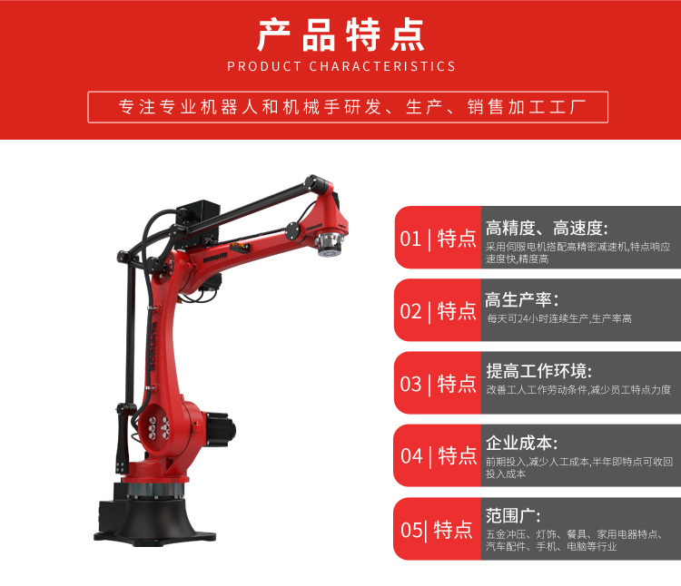 Bronte 6-axis robot loading and unloading/injection molding/die-casting/assembly/gluing/polishing/testing robot