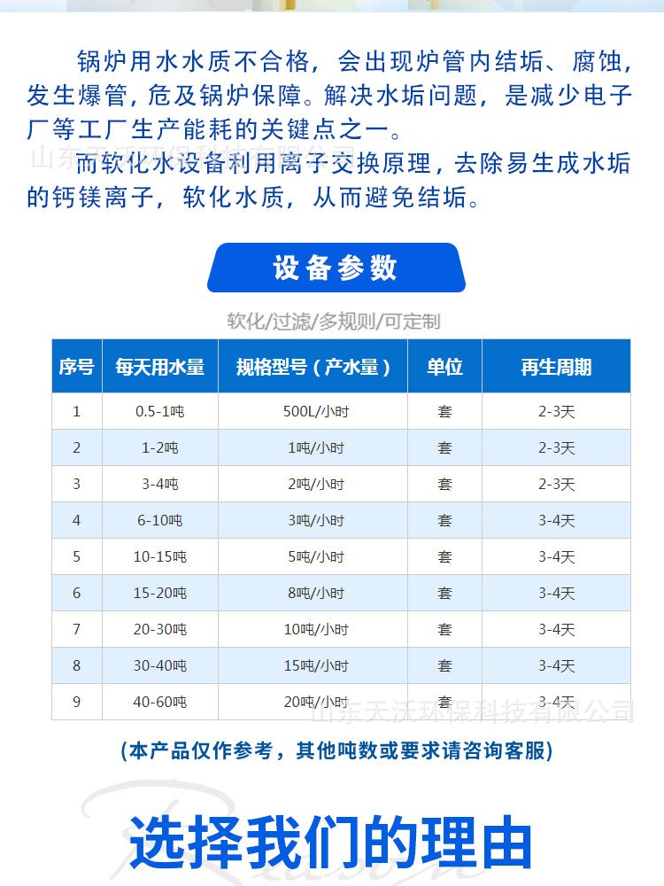 Bathroom softened water equipment Steam boiler softened water system Hotel softener Sodium ion exchanger