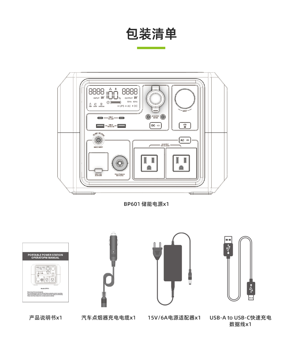 Dianjun 600W portable energy storage power supply, digital display, intelligent lithium iron phosphate outdoor power supply, PD100W fast charging