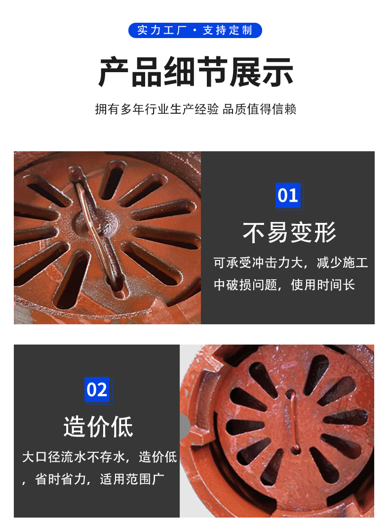 Civil air defense explosion-proof floor drain, cast iron explosion-proof wave floor drain, manufacturer spot wholesale