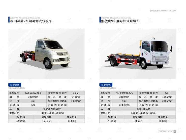 Dongfeng Xiaokang 3-way carriage detachable hook arm garbage truck with blue license plate can enter the underground garage, with one vehicle equipped with multiple containers