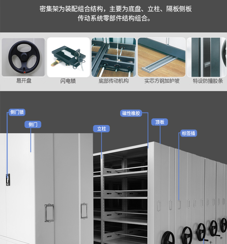 Electronic file rack installation, steel file dense rack, large capacity data cabinet