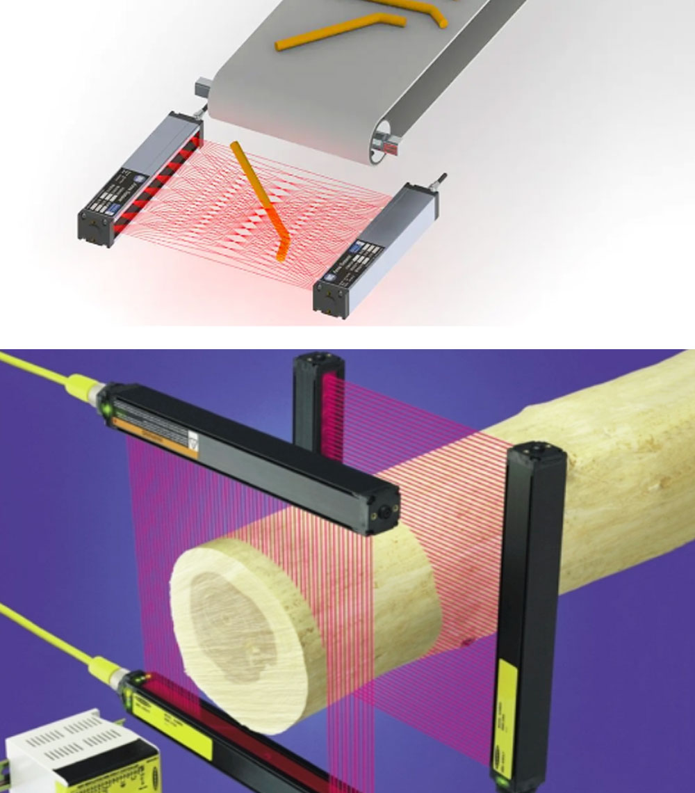 Measurement of object external dimensions with high accuracy for grating correction and centering of light curtain volume measurement