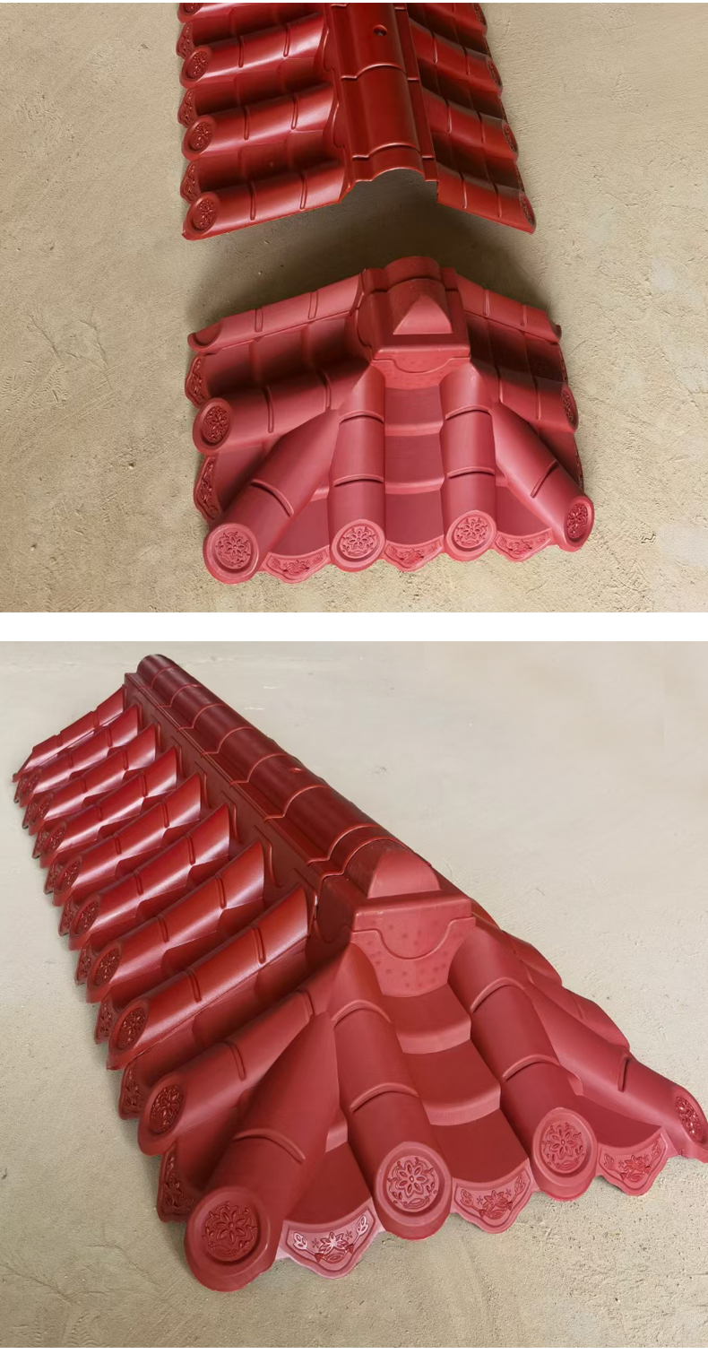 Red antique integrated tile Chinese style eaves, wall decoration, double-sided resin wall tiles