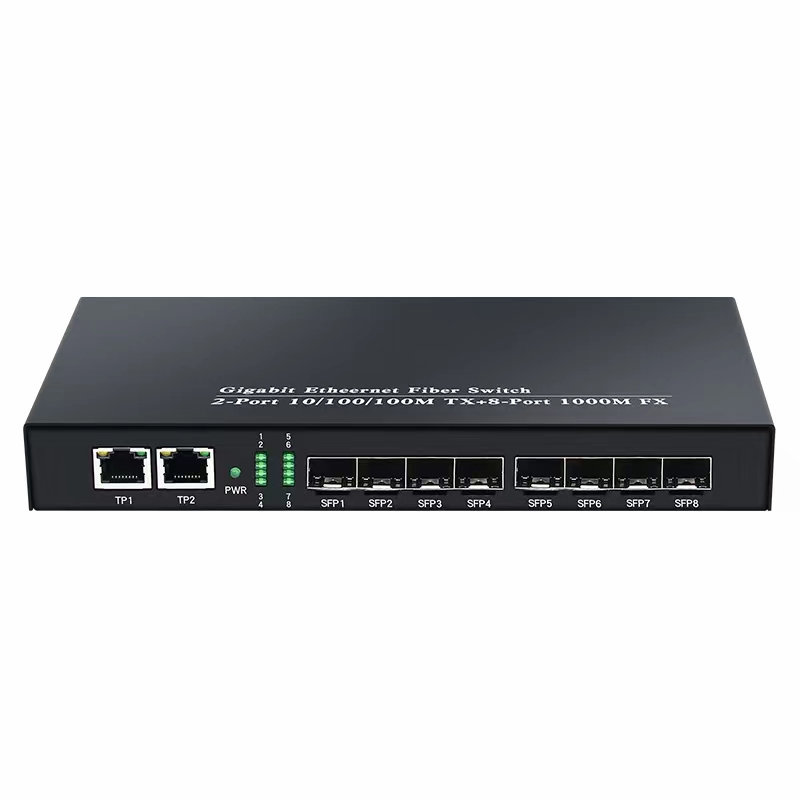 8 optical and 2 electrical full gigabit converged fiber optic switch 8 optical and 2 electrical fiber optic transceiver optical converged switch