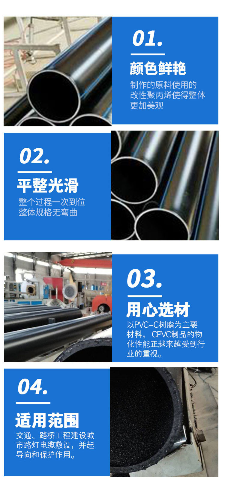 Xiongyun Plastic PE Power Pipe Flame retardant Threading Pipe Polyethylene Cable Protection Threading Support Customization