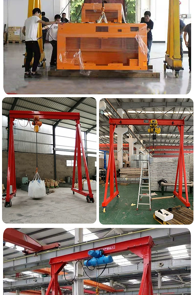 Mobile gantry frame for loading and unloading goods in factory buildings, 2-ton small gantry crane, electrically remote controlled, and freely movable