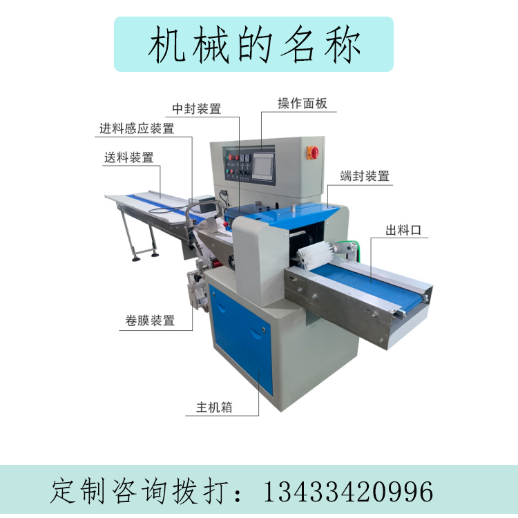 Fully automatic gauze packaging machine, mask bag packaging and sealing machine, medical supplies pillow type packaging mechanical equipment