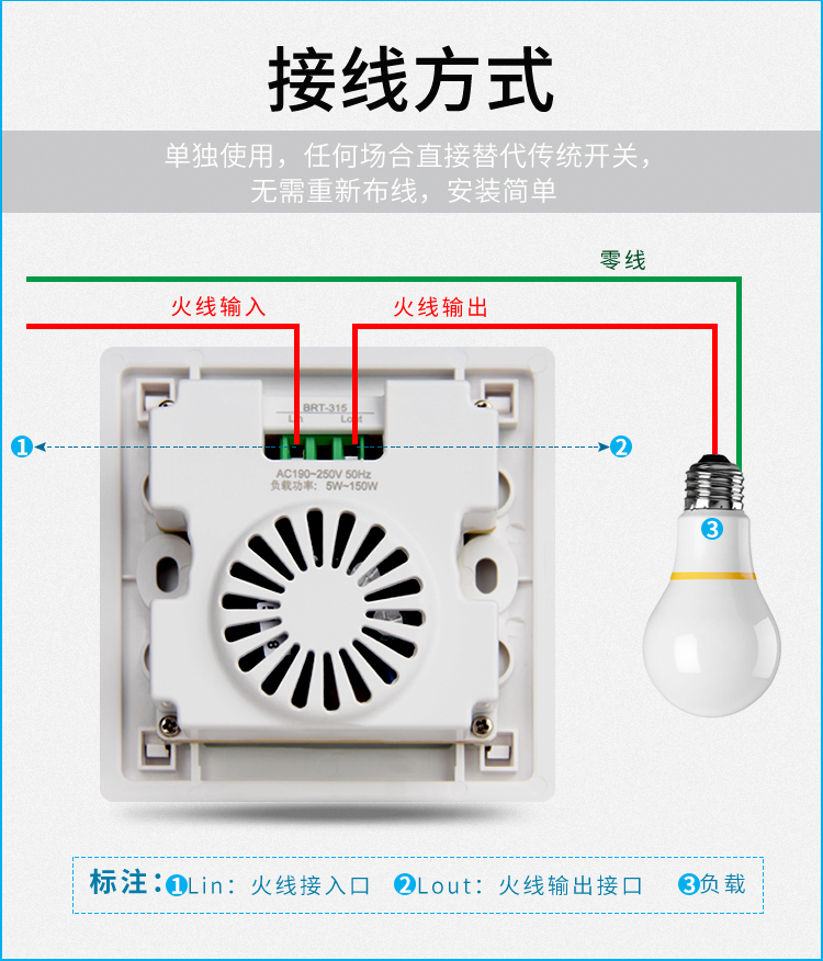 Apre induction switch, human body sensor sensitivity, high infrared induction, conference room, living room, corridor