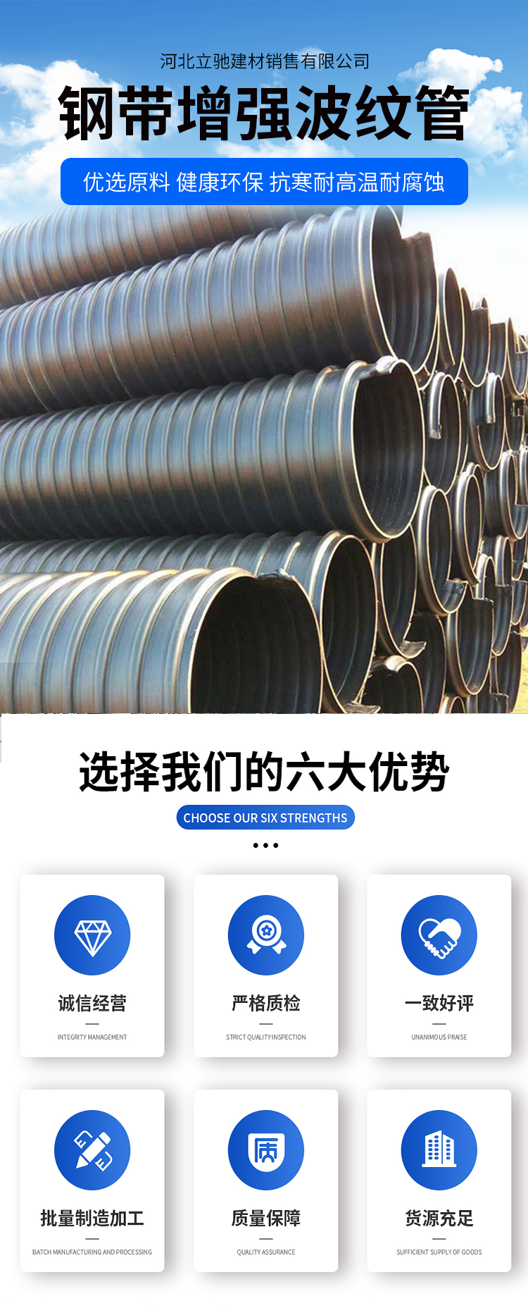 Lichi Building Materials HDPE Steel Strip Reinforced Spiral Corrugated Pipe NN400 SN10 Double Wall Corrugated Pipe Manufacturer