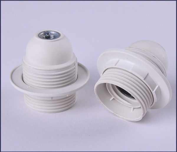 European standard E27 self-locking full tooth outer ring outer ring screw socket locking wire lamp holder plastic metal tooth cover