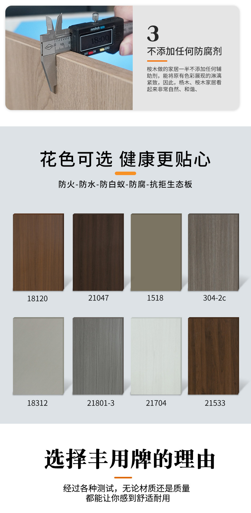 Fengyong brand whole house customized ecological board E0 level cabinet board 18MM decorative board wardrobe cabinet