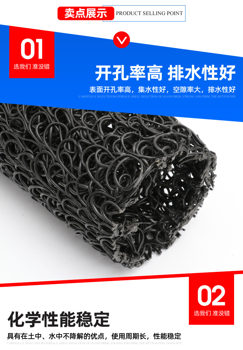 Plastic blind ditch compression type seepage drainage network pipe, highway roadbed tunnel thermoplastic synthetic resin