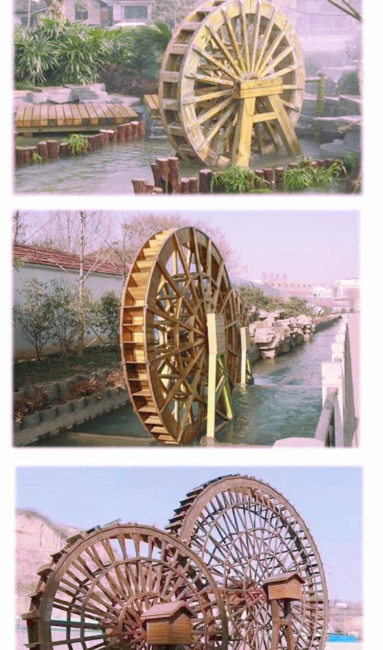 Antiseptic Wood Traditional Waterwood Participatory Antique Waterwheel 2023-2025 Wooden Crown Block Design Picture